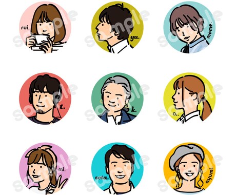 シンプルで今風なSNS似顔絵カラーアイコン描きます アイコン、今風、おしゃれ、シンプル、イラスト、似顔絵 イメージ2