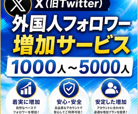 X外国人フォロワー1000人増やします 減少率低め。複数購入で割引有り！ イメージ1