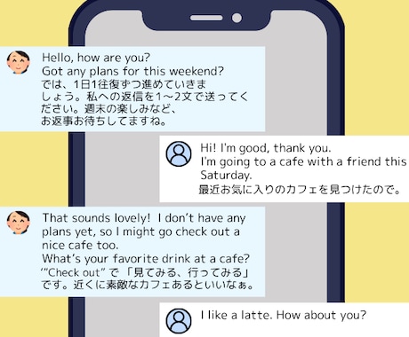 2週間！ ゆる～く続ける英語チャットします 毎日ほんの1~2文の交換日記で無理なく続ける英語習慣 イメージ2