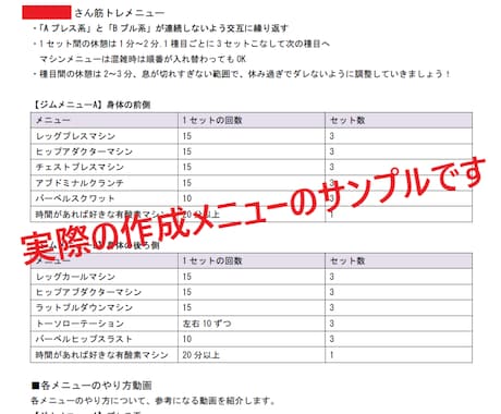 質問無制限！プロが筋トレメニュー作成します 200件突破！自宅・ジムなど筋トレしたい方のメニュー作成！ イメージ2