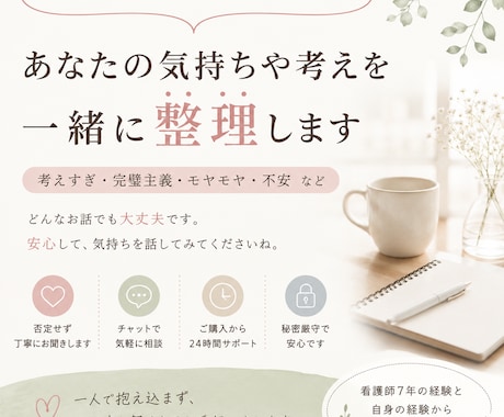考えすぎて疲れた気持ちを整理しますます 仕事や将来のモヤモヤを整理します イメージ1