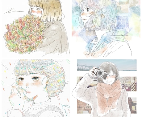 柔らかくてオシャレな、心に届くイラストを作成します 挿絵・結婚式・ファッション・動画・アイコン・プレゼント イメージ2
