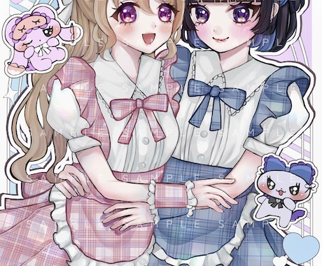 キラキラで可愛いイラストを描きます アイコンや1枚絵など多様に使用できる可愛いイラストを描きます イメージ1