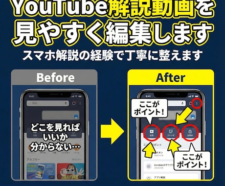 YouTube解説動画を見やすく編集します スマホ解説の経験で丁寧に整えます イメージ1