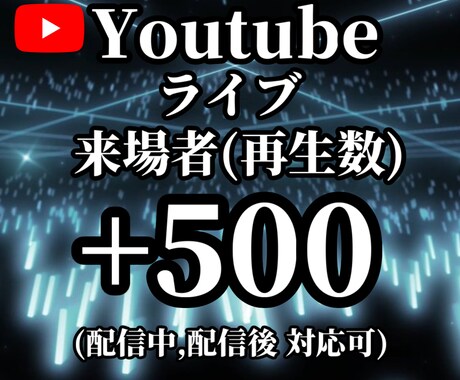Youtubeライブの来場再生数を500増やします ★先着特典有★配信中と配信後のアーカイブ、両方対応可能です！ イメージ1