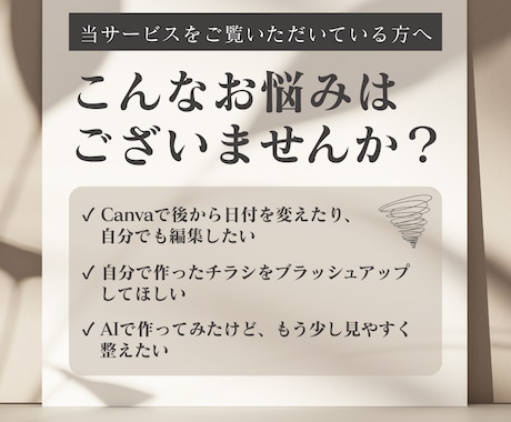 Canvaで後から編集できるチラシを制作します 見やすくブラッシュアップ！AIで作ったチラシも整えます！ イメージ2