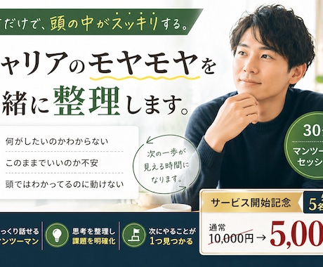 転職・キャリア相談。あなたの選択をあと押しします モヤモヤを言語化して、次の一歩を見つける相談セッション イメージ1