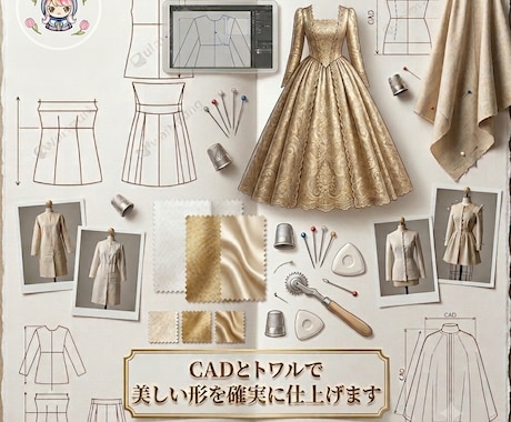 ドール服パターン｜シルエット重視で制作します CADとトワルで美しい形を確実に仕上げます イメージ1