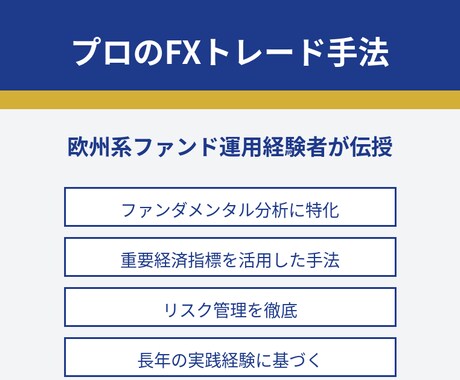 プロのFXトレード手法を完全伝授しますます 欧州系ファンド運用経験者が実践手法を伝授 イメージ1