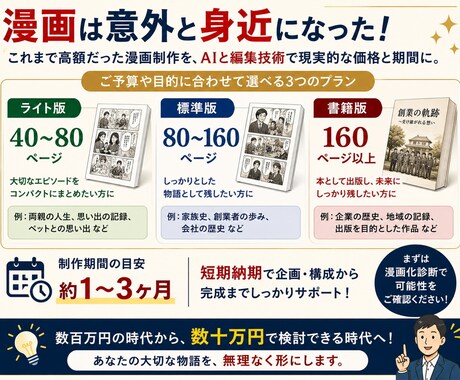 故人の人生を未来へ残す漫画化診断をします 大切な人生の歩みを物語として未来へ残します イメージ2