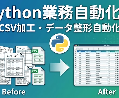 PythonでCSV加工・データ整形を自動化します イメージ1
