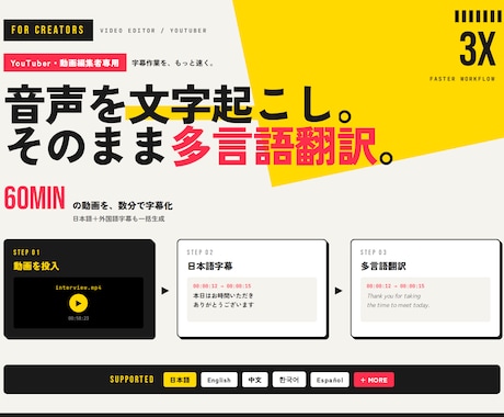 動画音声から日本語＆外国語字幕を自動生成します 最新AIを利用し、高精度な字幕生成を実現！ イメージ1