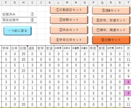 煩雑なシフト表作成を半自動化し、効率化します 日勤夜勤、朝番遅番、休日数の確保等、複雑な条件を自動設定！ イメージ2
