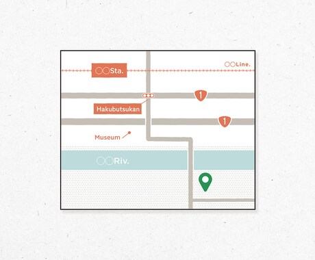 店舗・駐車場の案内図に｜シンプルな地図を作成します お店・イベント・教室をわかりやすく｜既存デザインとの統一も◎ イメージ2