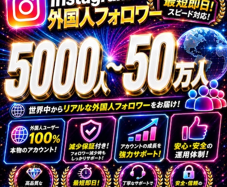 インスタのフォロワー+5000人増加します Instagram+5000人〜50万人増加します イメージ1