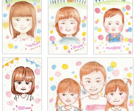 似顔絵を透明水彩でふんわり優しくお描きします プチギフトをお探しの方にオススメ♪ イメージ2