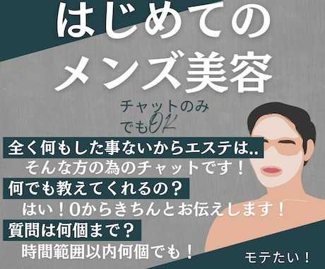 男性必見！かっこよくします 【今流行り】オンラインエステでかっこよく綺麗に！ イメージ2