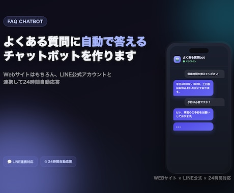 よくある質問に自動で答えるチャットボットを作ます LINE連携も対応・FAQ自動応答botを作ります イメージ1