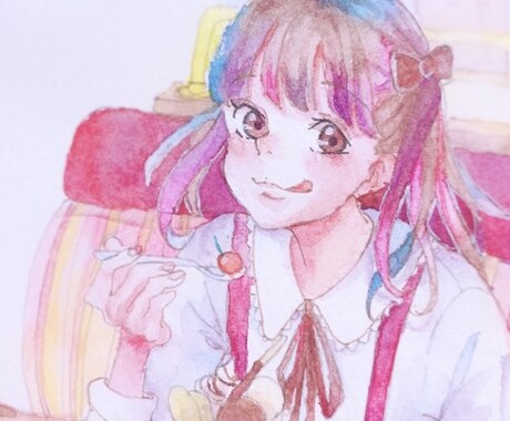 水彩絵の具で独特なイラストをお描きします 男女どちらも可！アイコン、サムネ、挿絵などイラスト全般 イメージ2