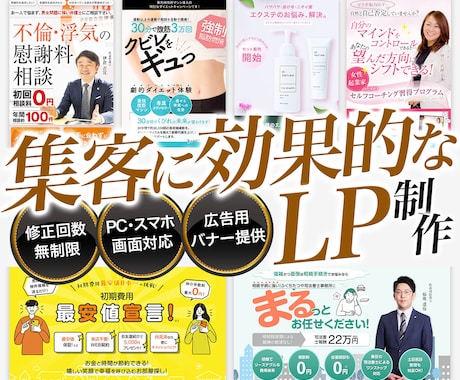 パッと見て伝わる集客に効果的なLPを制作します 制作実績100件超え！LP専門デザイナーが対応します。 イメージ1