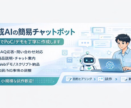 生成AIの簡易チャットボット作りますます 短期でPoC/デモを丁寧に作成します イメージ1
