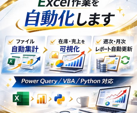 エクセル作業の自動化をサポートします Excel作業の自動化・データ集計・レポート作成効率化します イメージ1