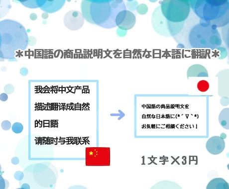 中国語の商品説明を自然な日本語に翻訳します 1文字　×   3円違和感のある翻訳も修正いたします！ イメージ1