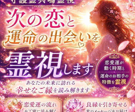 あなたに訪れる次の恋と運命の出会いを視ます 恋愛運が動く時期と運命のお相手の特徴を霊視 イメージ1