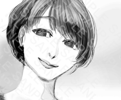 女性の顔のSNS用アイコン（モノクロ）描きます 女性の顔のイラストをアイコンにしたい方へ イメージ2