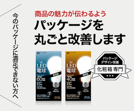 化粧箱｜パッケージデザインをリニューアルします 今ある化粧箱を、商品の魅力が伝わるパッケージへ改善します イメージ1