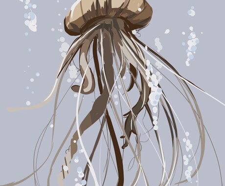 クラゲの一枚絵を描きます 色や形色々なクラゲを描きます！ イメージ2