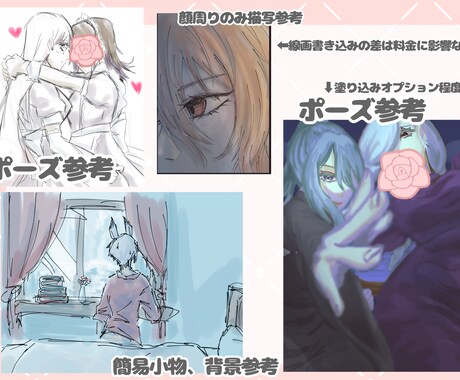 簡易 夢絵.カップルイラスト描きます 2人価格用。描写範囲関係なし3000円 イメージ2