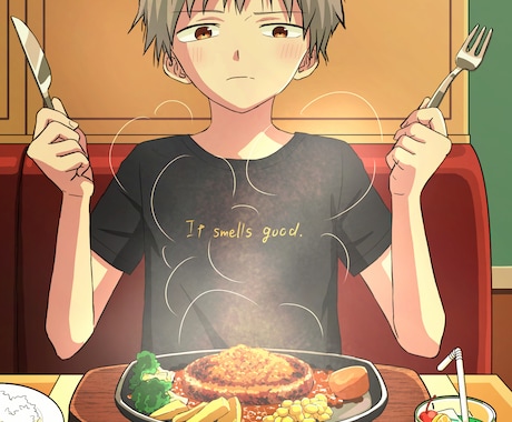 物語のある背景付きのイラストを描きます 線画で構成された背景付きのアニメ塗り風イラスト イメージ2