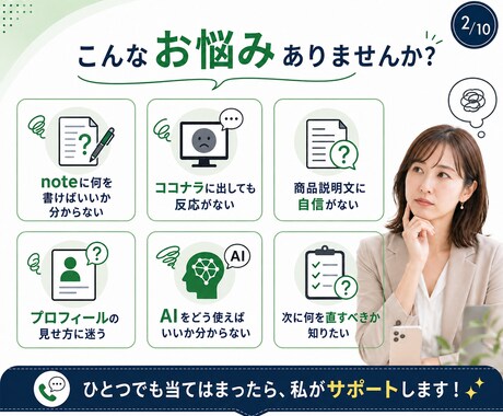 note・ココナラ集客の悩みを電話で整理します 商品作り・文章改善・AI活用をその場で壁打ちします イメージ2