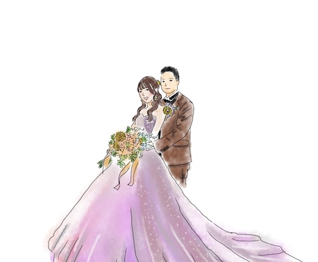 あなたの写真をもとにウエディングイラストを描きます "幸せな瞬間"を、そっと置いておける一枚に。 イメージ2