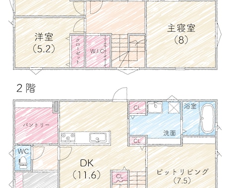 ネットやファクトに使いやすい間取図を作ります 【翌日納品可】ちょうど良いデザインの間取図です イメージ1