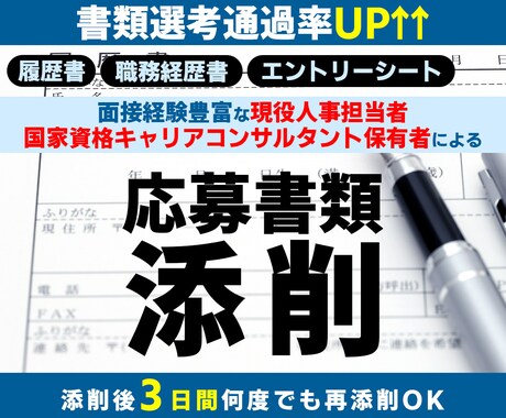 現役人事＆キャリアコンサルタントが書類の添削します 書類選考通過率UP↑↑キャリアコンサルティング会社監修！ イメージ1