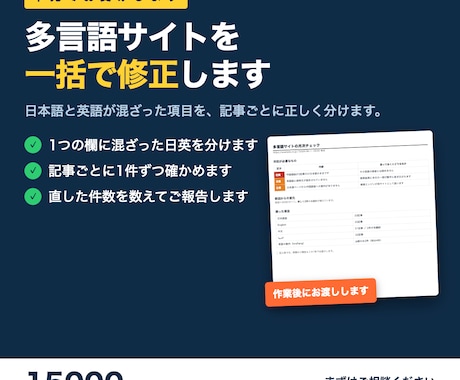 WordPressの多言語サイトを一括で修正します 先着3名モニター価格5000円（通常15000円） イメージ1