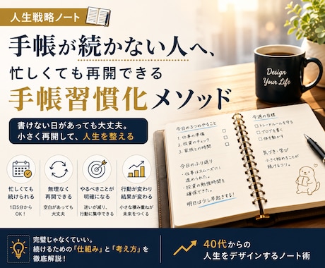手帳とノートが続かない悩みを解決します 忙しい人でも書けない日から戻れる手帳習慣術 イメージ1