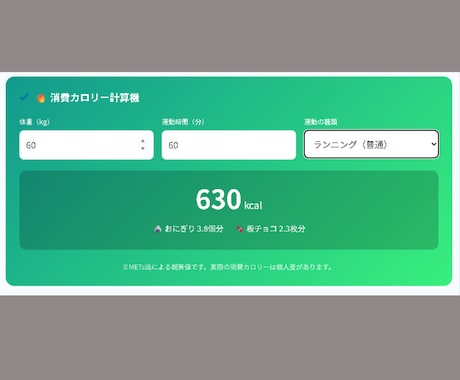 運動の消費カロリー計算機をWPに簡単設置します ダイエット記事の質向上。15種類の運動カロリーを自動計算 イメージ2