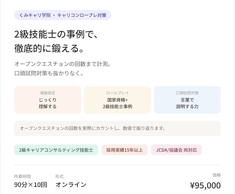 キャリコン【ロープレ】2級事例で徹底的に鍛えます オープンクエスチョンの回数まで計測。口頭試問対策も抜かりなく イメージ2