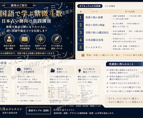 中国語で学ぶ紫微斗数｜日本占い師向け実践講座します 紫微斗数占い師になりたい人に、占い用語や鑑定コツを伝授します イメージ2