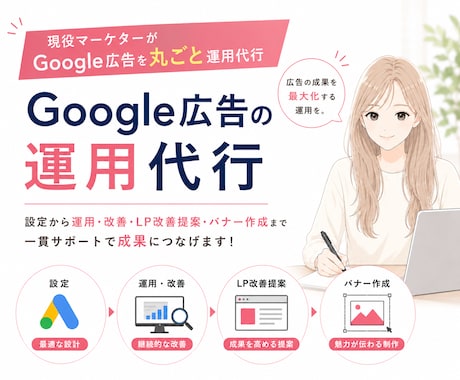 Google広告を現役マーケターが丸ごと代行します Google広告運用＋LP改善・バナー作成まで対応します イメージ1