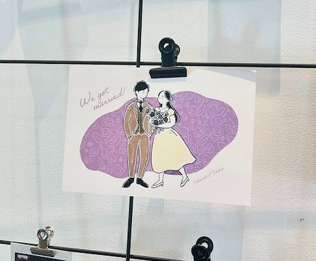 温かみのあるウェルカムボード用イラスト描きます ゆるいシンプル線画イラストであなたの結婚式をお手伝いします。 イメージ2