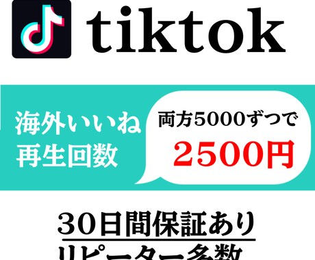 tiktok 視聴回数といいね5000増やします 格安❗️30日保証あり❗️tiktokerにおすすめ❗️ イメージ1