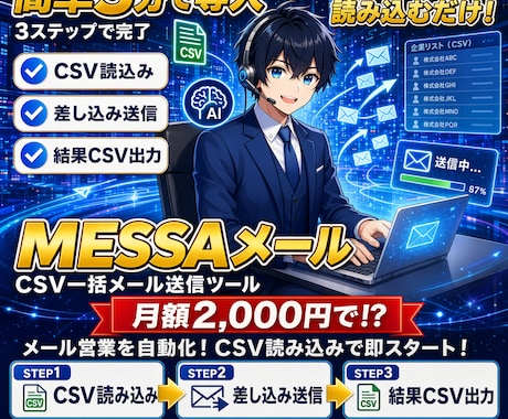 NEW「メッサメール送信」自動メールできます メール自動配信システムがこの価格で登場 イメージ1