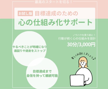 最高のスタートを切る！目標達成のサポートします ノウハウを買う前に！行動が続く心の仕組みを設計 イメージ1