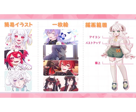 立ち絵、サムネ、グッズ用、一枚絵など描きます コテキャ、Vtuberさんにもぴったりです！ イメージ2