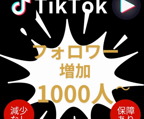 TikTokフォロワー1000人増やします 高品質×安心安全！TikTokフォロワー＋1000～ イメージ1