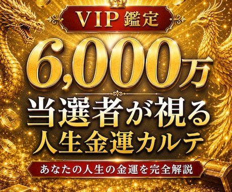 宝くじ6,000万当選者が人生金運完全鑑定します 金運設計図を知り、運が大きく動くのは次はあなたかもしれない イメージ1